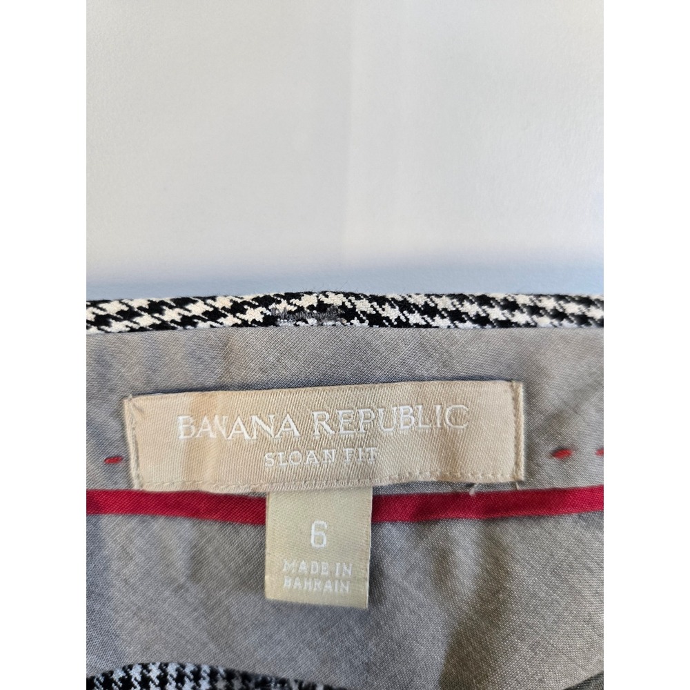 Banana Republic Sloan Fit Pants Womens 6 Black White Houndstooth Slim Ankle - Picture 3 of 13
